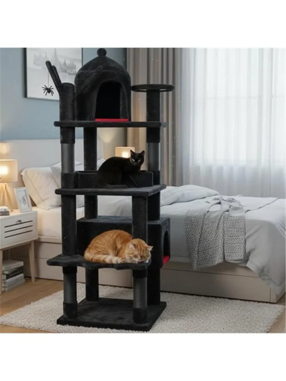 63 in Large Cat Trees Gothic Cat Tower with Heavy Duty Cat Tree